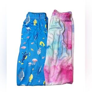Set of 2 Girls Leggings – Colorful Tie-Dye & Ocean Print – Youth Size 10